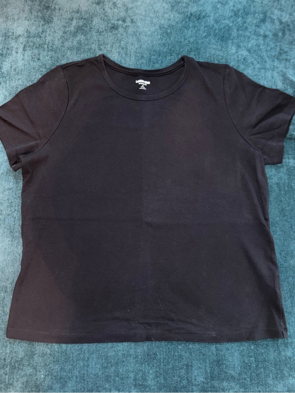 Lands' End Black Short Sleeve Crewneck Tee